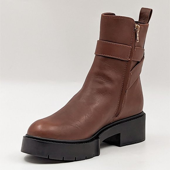 Coach Women Lacey Brown Leather Buckle Platform Office Dressy Boots size 7.5 - Picture 10 of 13